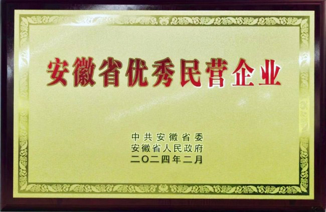 热烈祝贺九洲国际官网股份荣获安徽省优良民营企业称号